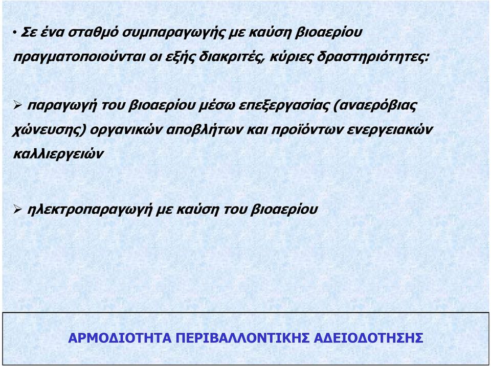 (αναερόβιας χώνευσης) οργανικών αποβλήτων και προϊόντων ενεργειακών