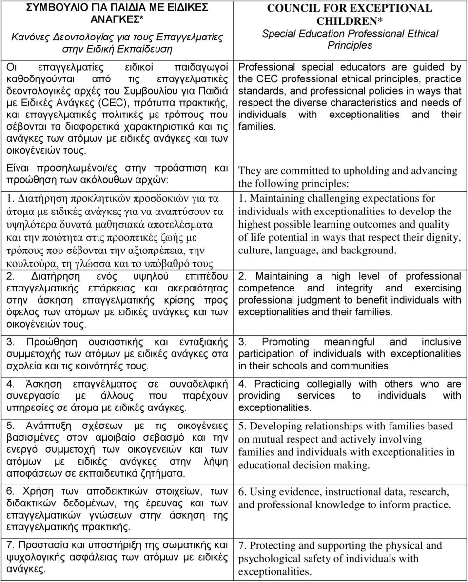 αλάγθεο θαη ησλ νηθνγέλεηώλ ηνπο. Είλαη πξνζεισκέλνη/εο ζηελ πξνάζπηζε θαη πξνώζεζε ησλ αθόινπζσλ αξρώλ: 1.