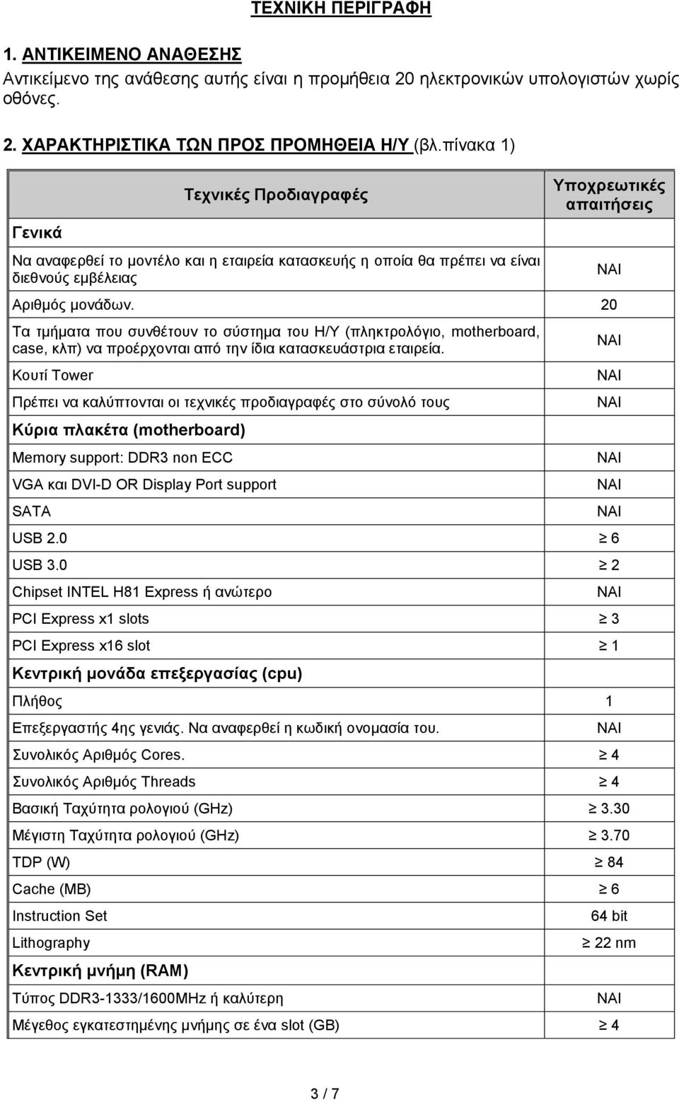 20 Τα τμήματα που συνθέτουν το σύστημα του Η/Υ (πληκτρολόγιο, motherboard, case, κλπ) να προέρχονται από την ίδια κατασκευάστρια εταιρεία.