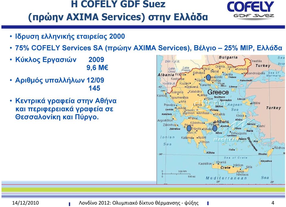 2009 9,6 M Αριθμός υπαλλήλων 12/09 145 Κεντρικά γραφεία στην Αθήνα και περιφερειακά