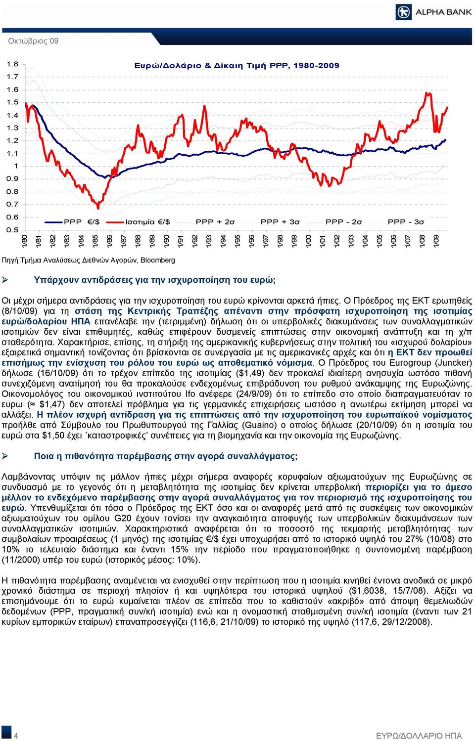 1/08 1/09 Υπάρχουν αντιδράσεις για την ισχυροποίηση του ευρώ; Οι μέχρι σήμερα αντιδράσεις για την ισχυροποίηση του ευρώ κρίνονται αρκετά ήπιες.