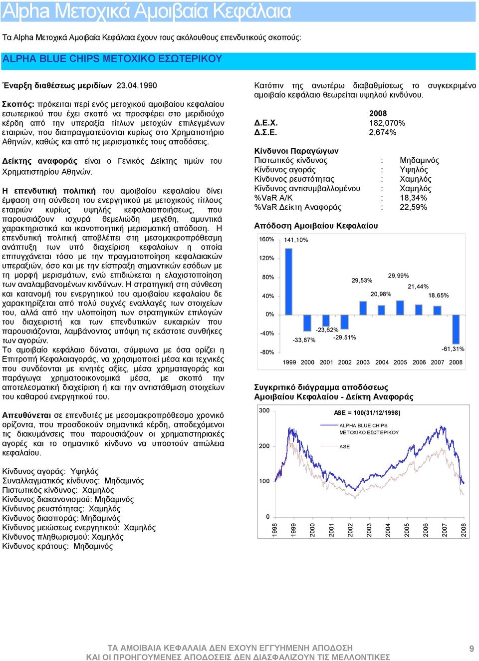 κυρίως στο Χρηματιστήριο Αθηνών, καθώς και από τις μερισματικές τους αποδόσεις. Δείκτης αναφοράς είναι ο Γενικός Δείκτης τιμών του Χρηματιστηρίου Αθηνών.