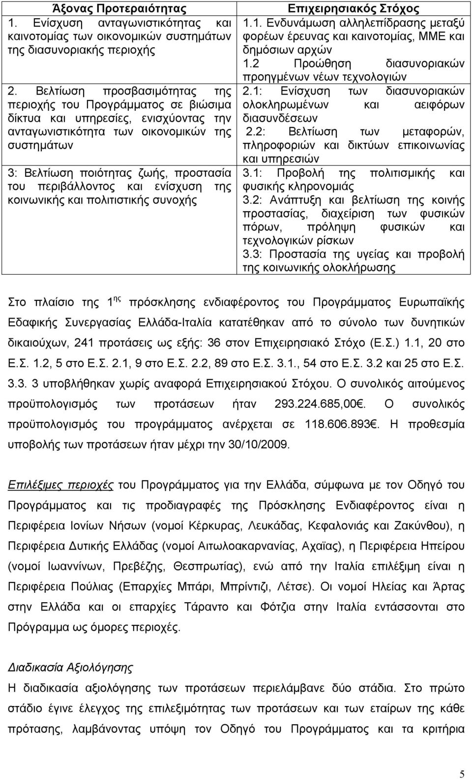 περιβάλλοντος και ενίσχυση της κοινωνικής και πολιτιστικής συνοχής Επιχειρησιακός Στόχος 1.1. Ενδυνάμωση αλληλεπίδρασης μεταξύ φορέων έρευνας και καινοτομίας, ΜΜΕ και δημόσιων αρχών 1.