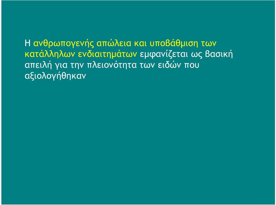 ενδιαιτημάτων εμφανίζεται ως βασική