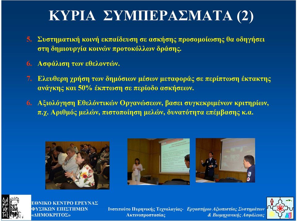 δράσης. 6. Ασφάλιση των εθελοντών. 7.