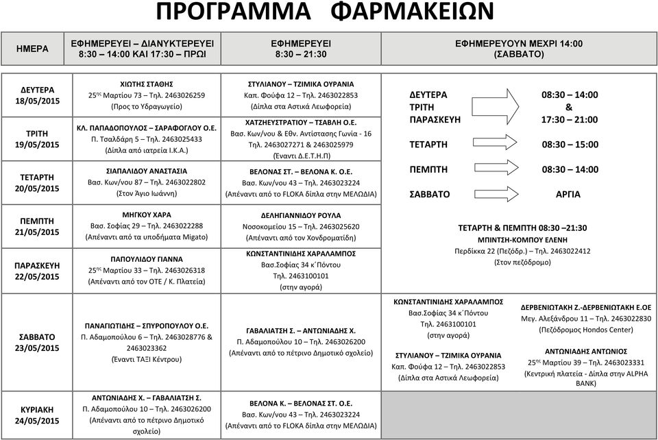 08:30 14:00 17:30 21:00 08:30 15:00 20/05/2015 ΒΕΛ