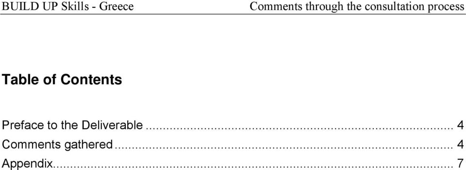 of Contents Preface to the Deliverable.