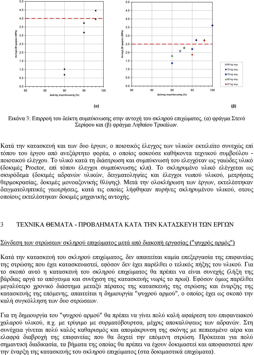 Κατά την κατασκευή και των δυο έργων, ο ποιοτικός έλεγχος των υλικών εκτελείτο συνεχώς επί τόπου του έργου από ανεξάρτητο φορέα, ο οποίος ασκούσε καθήκοντα τεχνικού συμβούλου - ποιοτικού ελέγχου.