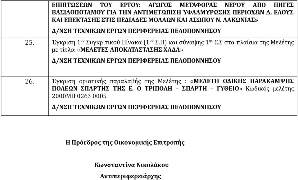 Σ στα πλαίσια της Μελέτης με τίτλο: «ΜΕΛΕΤΕΣ ΑΠΟΚΑΤΑΣΤΑΣΗΣ ΧΑΔΑ» 26.