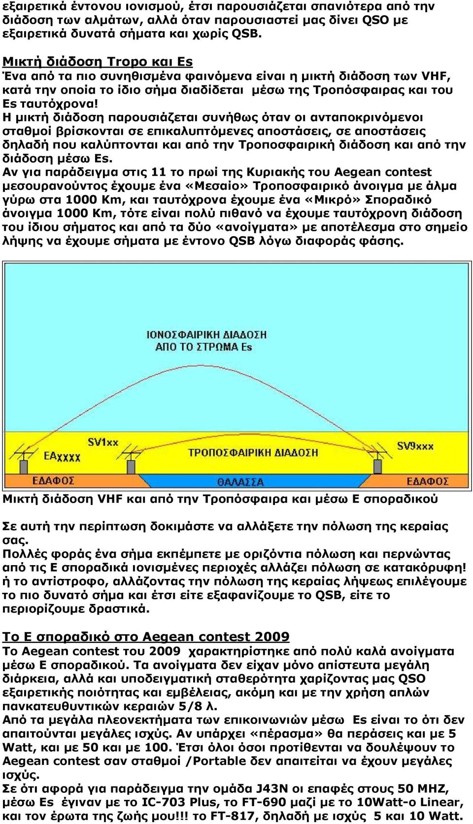 Η µικτή διάδοση παρουσιάζεται συνήθως όταν οι ανταποκρινόµενοι σταθµοί βρίσκονται σε επικαλυπτόµενες αποστάσεις, σε αποστάσεις δηλαδή που καλύπτονται και από την Τροποσφαιρική διάδοση και από την