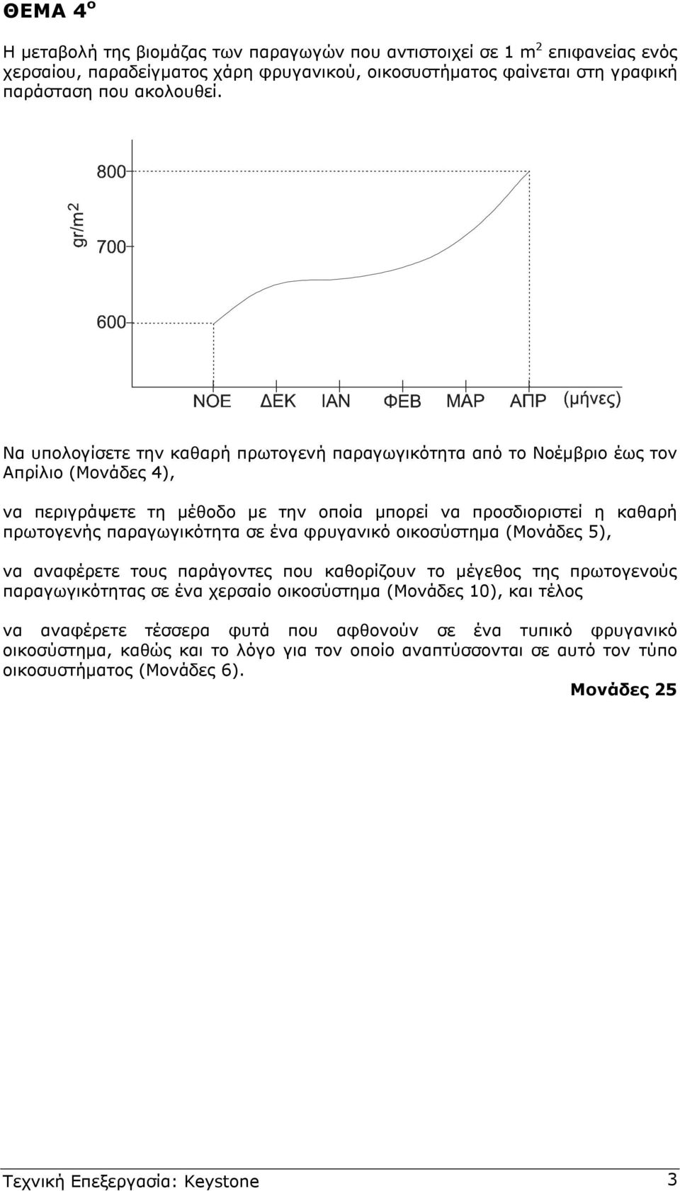 παραγωγικότητα σε ένα φρυγανικό οικοσύστηµα (), να αναφέρετε τους παράγοντες που καθορίζουν το µέγεθος της πρωτογενούς παραγωγικότητας σε ένα χερσαίο οικοσύστηµα (Μονάδες 10), και τέλος να