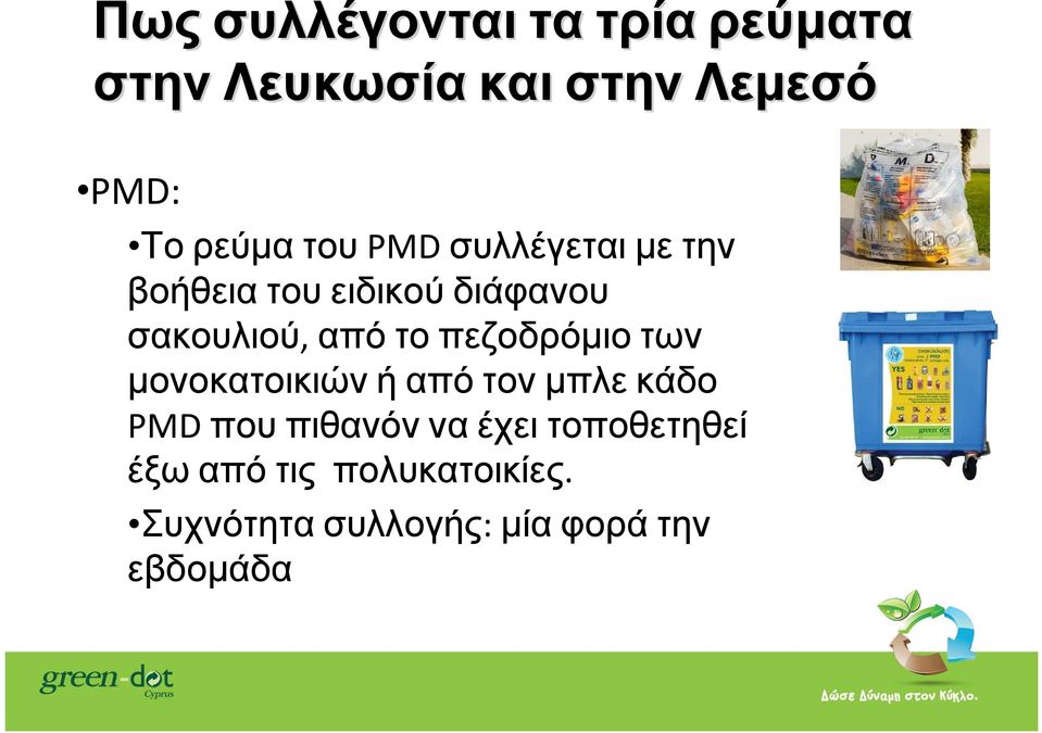 απότοπεζοδρόμιοτων μονοκατοικιών ή από τον μπλε κάδο PMD που πιθανόν να