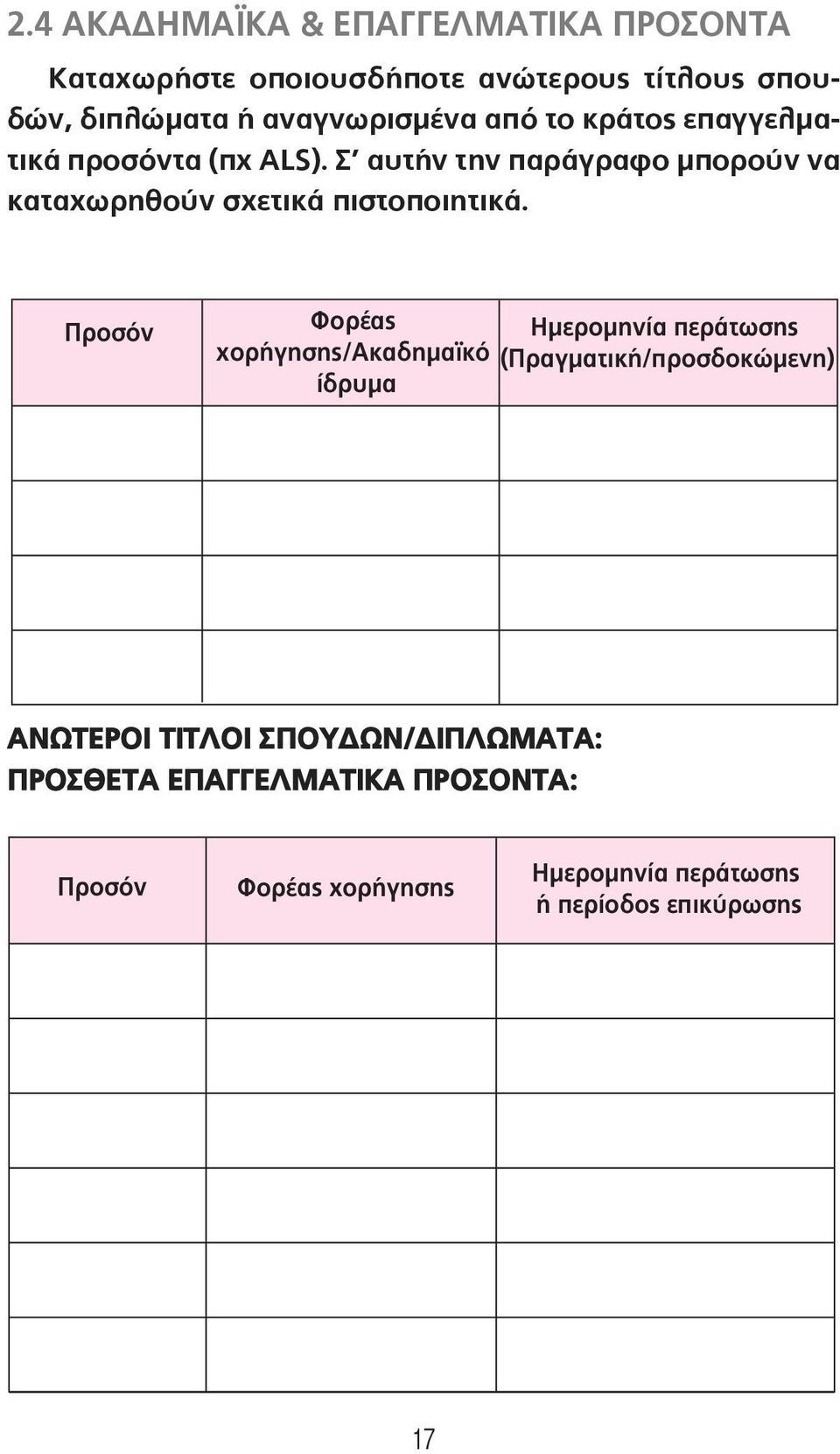 Σ αυτήν την παράγραφο μπορούν να καταχωρηθούν σχετικά πιστοποιητικά.