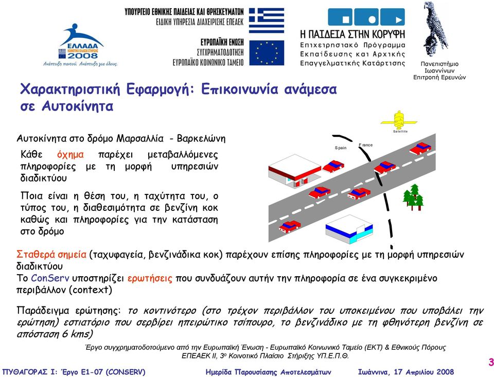 κοκ) παρέχουν επίσης πληροφορίες με τη μορφή υπηρεσιών διαδικτύου Το ConServ υποστηρίζει ερωτήσεις που συνδυάζουν αυτήν την πληροφορία σε ένα συγκεκριμένο περιβάλλον (context) Παράδειγμα