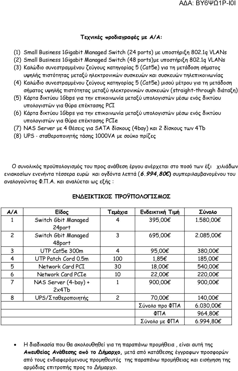 κατηγορίας 5 (Cat5e) μισού μέτρου για τη μετάδοση σήματος υψηλής πιστότητας μεταξύ ηλεκτρονικών συσκευών (straight-through διάταξη) (5) Κάρτα δικτύου 1Gbps για την επικοινωνία μεταξύ υπολογιστών μέσω