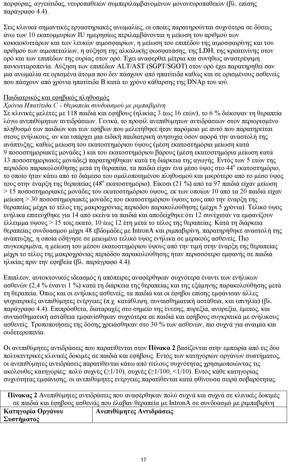 λευκών αιμοσφαιρίων, η μείωση του επιπέδου της αιμοσφαιρίνης και του αριθμού των αιμοπεταλίων, η αύξηση της αλκαλικής φωσφατάσης, της LDH, της κρεατινίνης στον ορό και των επιπέδων της ουρίας στον