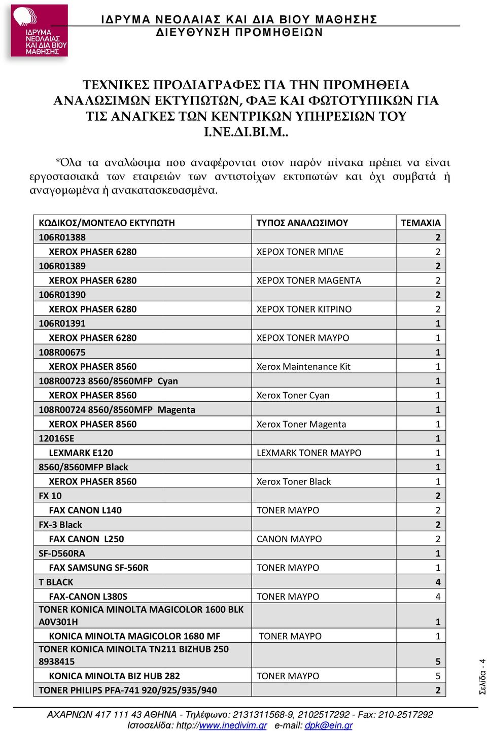 ΚΩΔΙΚΟΣ/ΜΟΝΤΕΛΟ ΕΚΤΥΠΩΤΗ 0R088 XEROX PHASER 80 0R089 XEROX PHASER 80 0R090 XEROX PHASER 80 0R09 XEROX PHASER 80 08R007 XEROX PHASER 80 08R007 80/80MFP Cyan XEROX PHASER 80 08R007 80/80MFP Magenta