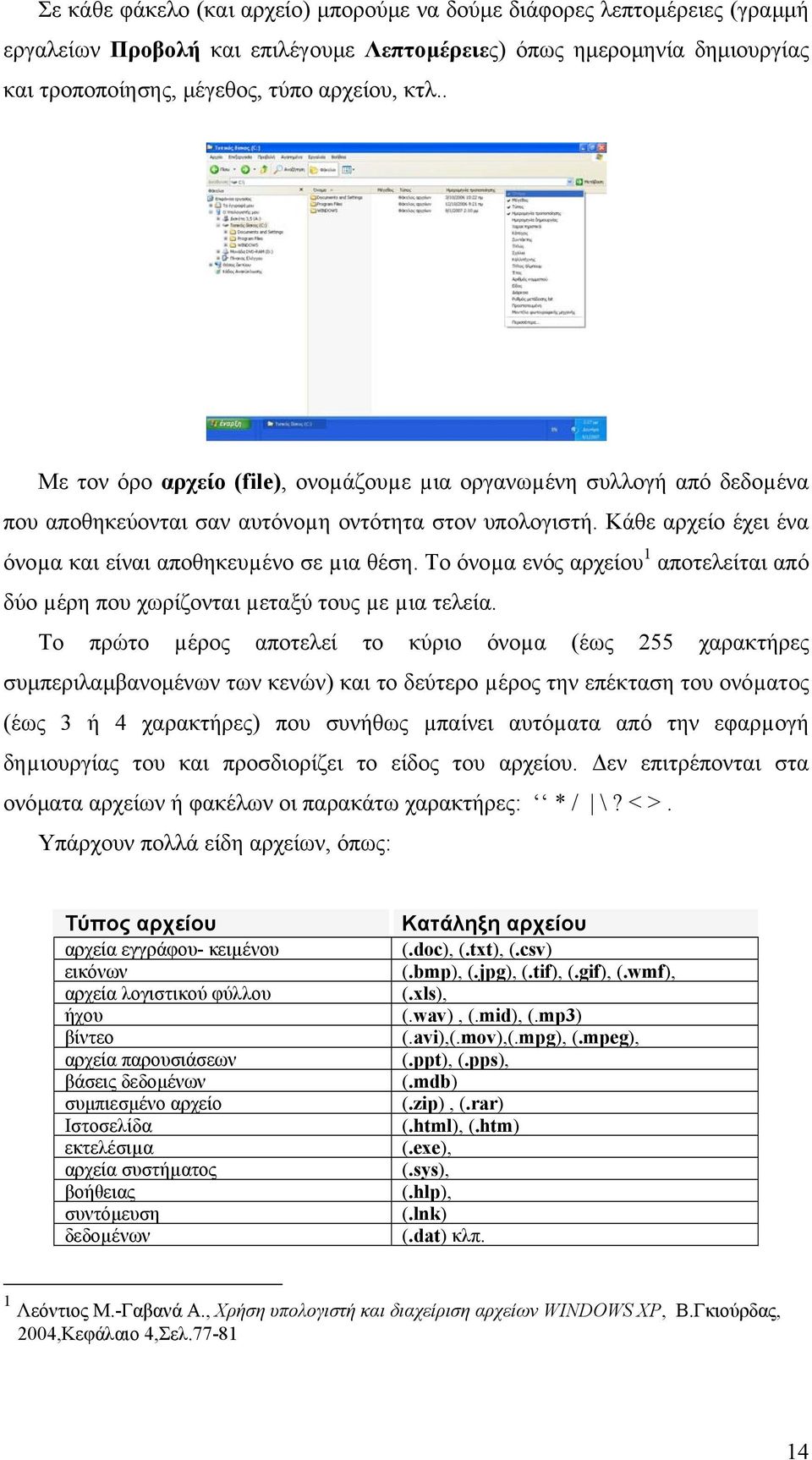 Το όνοµα ενός αρχείου 1 αποτελείται από δύο µέρη που χωρίζονται µεταξύ τους µε µια τελεία.