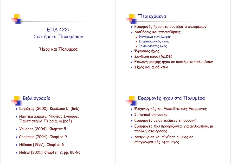 Νικήτας Σγούρος, Πανεπιστήµιο Πειραιά, in [pdf] Vaughan [2004]: Chapter 5 Chapman [2004]: Chapter 9 Hillman [1997]: Chapter 6 Ψυχαγωγικές και Εκπαιδευτικές Εφαρµογές Information kiosks