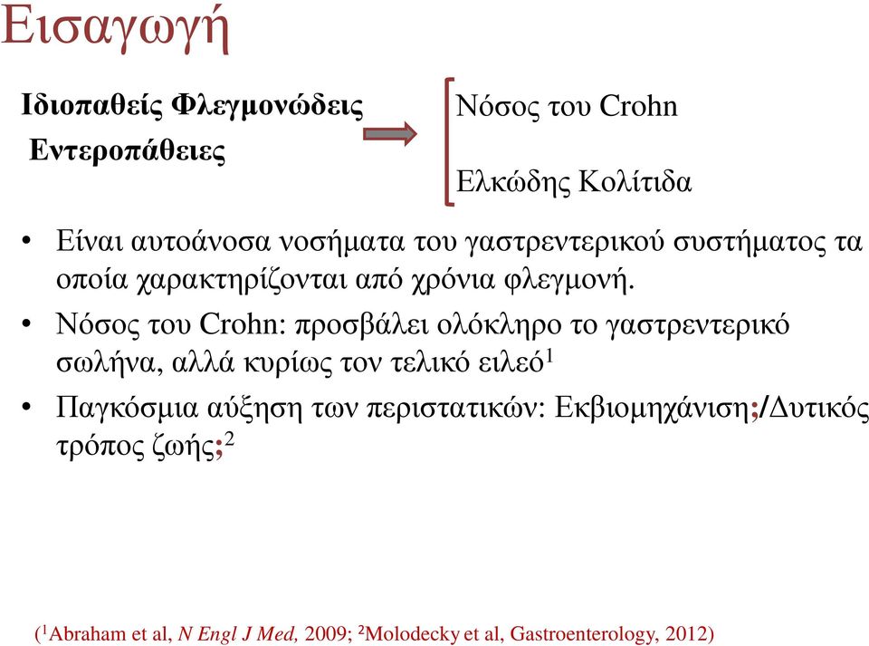 Νόσος του Crohn: προσβάλει ολόκληρο το γαστρεντερικό σωλήνα, αλλά κυρίως τον τελικό ειλεό 1 Παγκόσµια