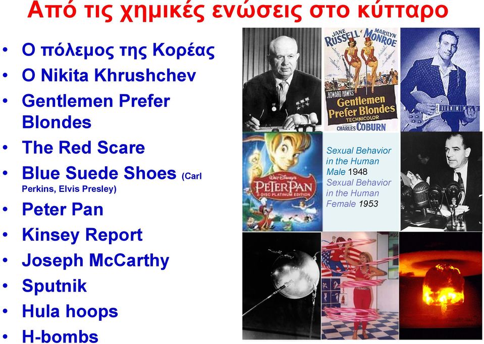 Pan Kinsey Report Joseph McCarthy Sputnik Hula hoops H-bombs Sexual