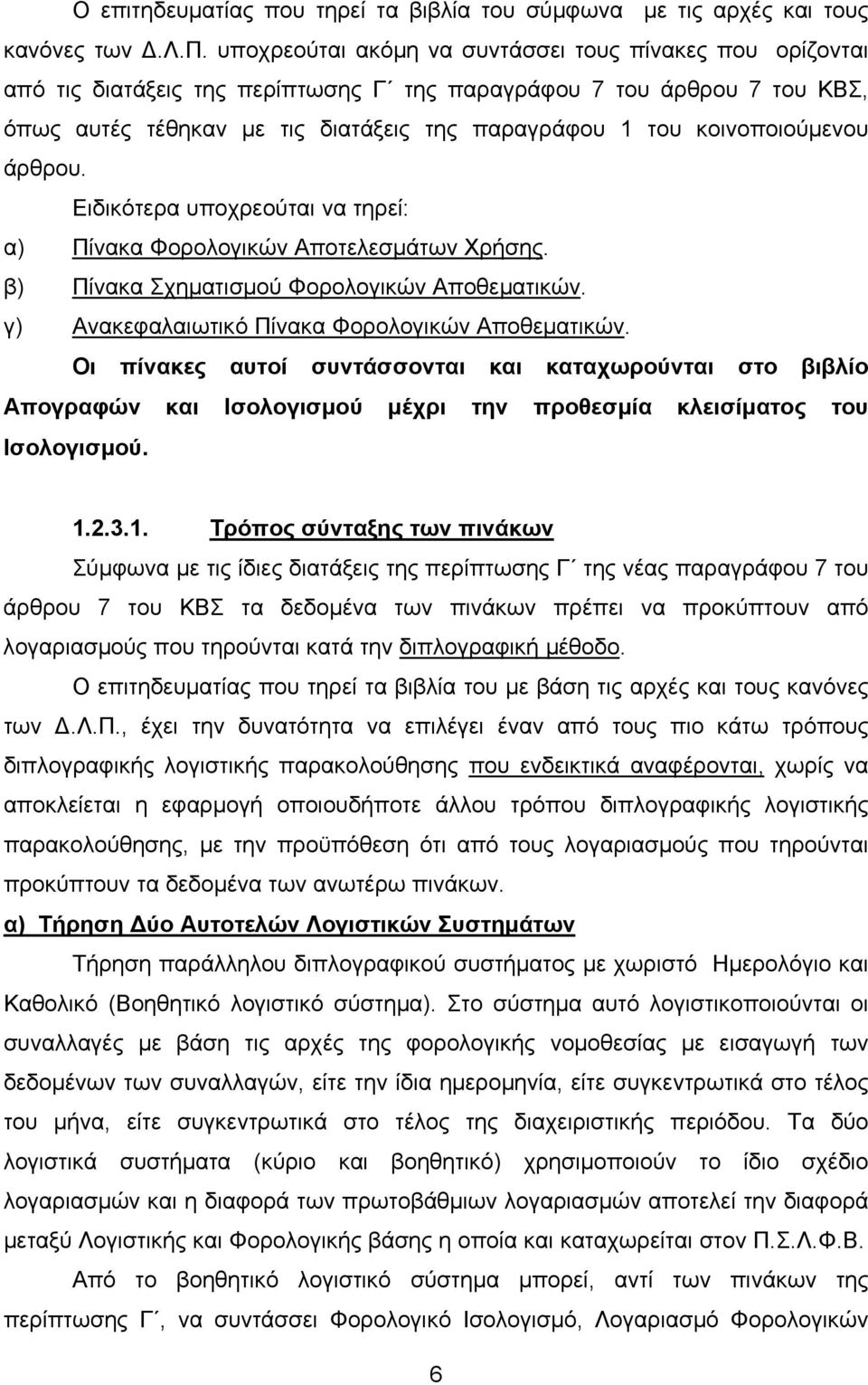 β) Πίνακα Σχηµατισµού Φορολογικών Αποθεµατικών. γ) Ανακεφαλαιωτικό Πίνακα Φορολογικών Αποθεµατικών.