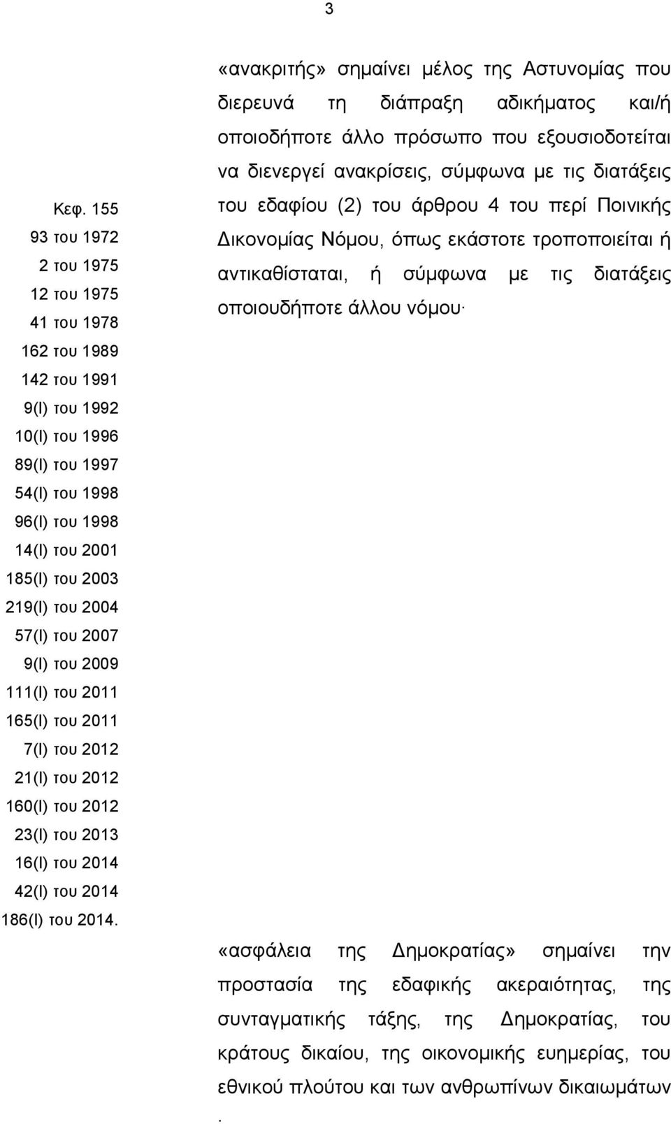 57(Ι) ηνπ 2007 9(Ι) ηνπ 2009 111(Ι) ηνπ 2011 165(Ι) ηνπ 2011 7(Ι) ηνπ 2012 21(Ι) ηνπ 2012 160(Ι) ηνπ 2012 23(Ι) ηνπ 2013 16(Ι) ηνπ 2014 42(Ι) ηνπ 2014 186(Ι) ηνπ 2014.