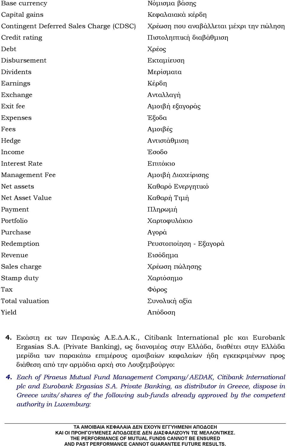 Πιστοληπτική διαβάθμιση Χρέος Εκταμίευση Μερίσματα Κέρδη Ανταλλαγή Αμοιβή εξαγοράς Έξοδα Αμοιβές Αντιστάθμιση Έσοδο Επιτόκιο Αμοιβή Διαχείρισης Καθαρό Ενεργητικό Καθαρή Τιμή Πληρωμή Χαρτοφυλάκιο