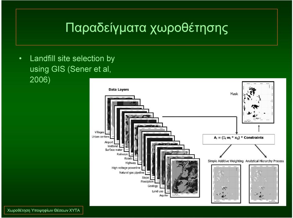 using GIS (Sener et al, 2006)