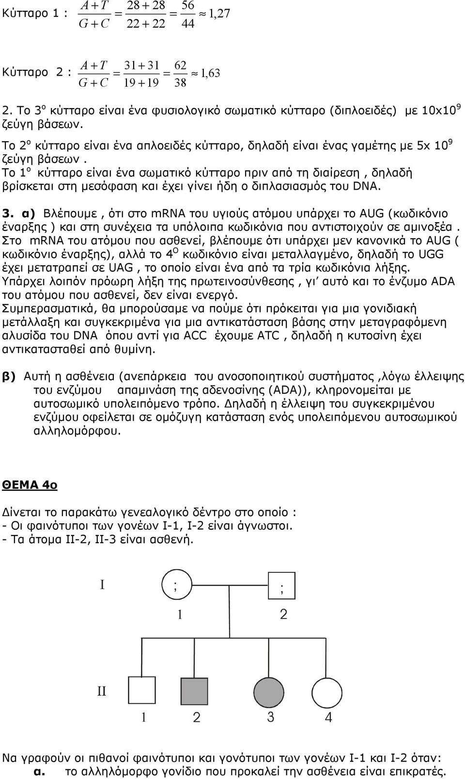 Το 1 ο κύτταρο είναι ένα σωµατικό κύτταρο πριν από τη διαίρεση, δηλαδή βρίσκεται στη µεσόφαση και έχει γίνει ήδη ο διπλασιασµός του DNA. 3.