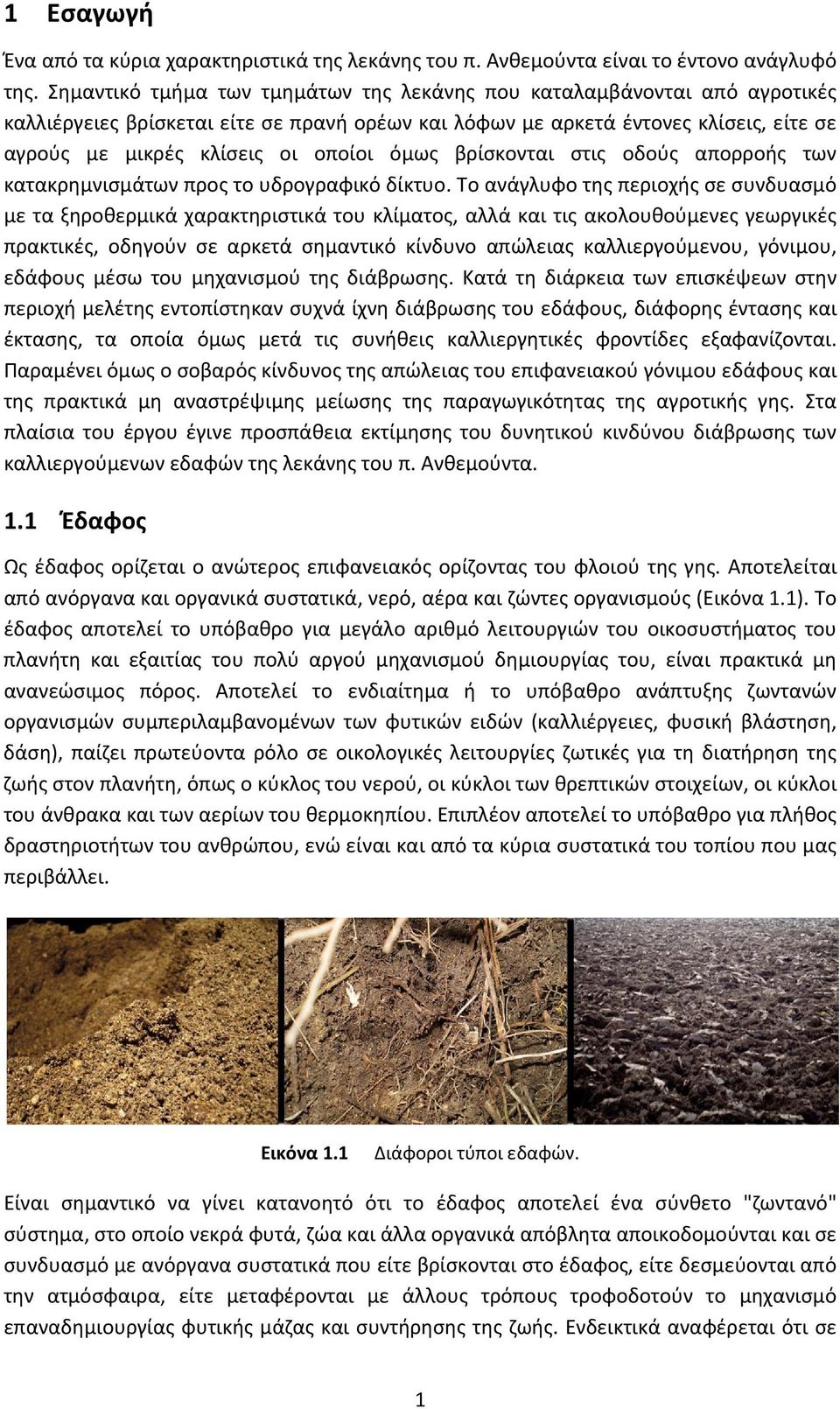 όμως βρίσκονται στις οδούς απορροής των κατακρημνισμάτων προς το υδρογραφικό δίκτυο.
