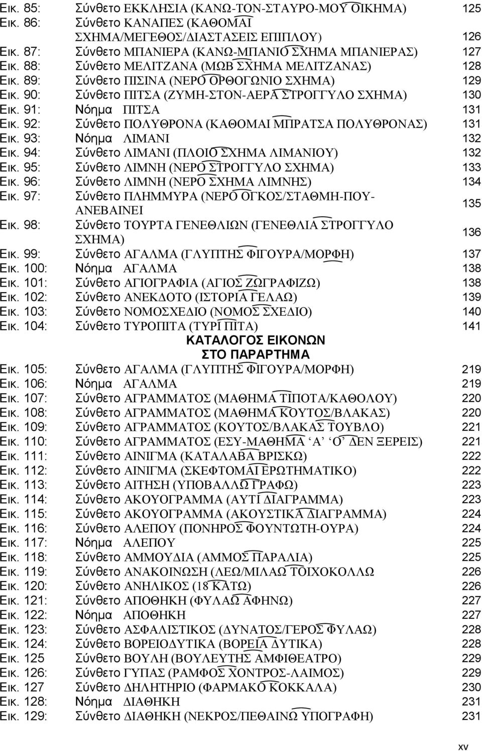 92: Σύνθετο ΠΟΛΥΘΡΟΝΑ (ΚΑΘΟΜΑΙ ΜΠΡΑΤΣΑ ΠΟΛΥΘΡΟΝΑΣ) 131 Εικ. 93: Νόημα ΛΙΜΑΝΙ 132 Εικ. 94: Σύνθετο ΛΙΜΑΝΙ (ΠΛΟΙΟ ΣΧΗΜΑ ΛΙΜΑΝΙΟΥ) 132 Εικ. 95: Σύνθετο ΛΙΜΝΗ (ΝΕΡΟ ΣΤΡΟΓΓΥΛΟ ΣΧΗΜΑ) 133 Εικ.