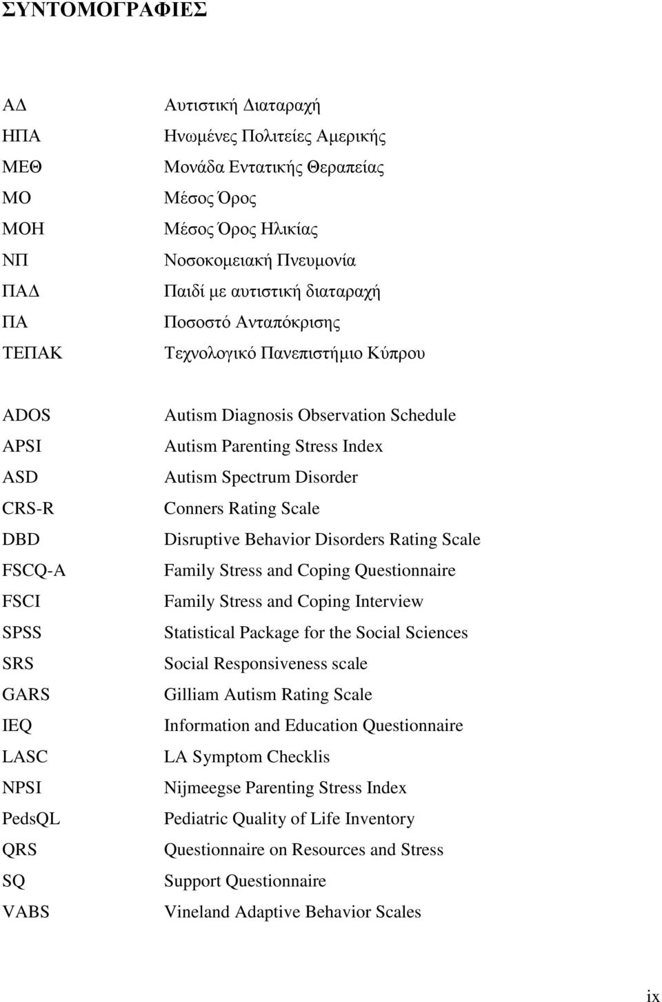 Parenting Stress Index Autism Spectrum Disorder Conners Rating Scale Disruptive Behavior Disorders Rating Scale Family Stress and Coping Questionnaire Family Stress and Coping Interview Statistical