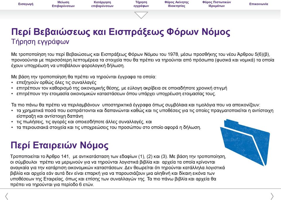 Με βάση την τροποποίηση θα πρέπει να τηρούνται έγγραφα τα οποία: επεξηγούν ορθώς όλες τις συναλλαγές επιτρέπουν τον καθορισμό της οικονομικής θέσης, με εύλογη ακρίβεια σε οποιαδήποτε χρονική στιγμή