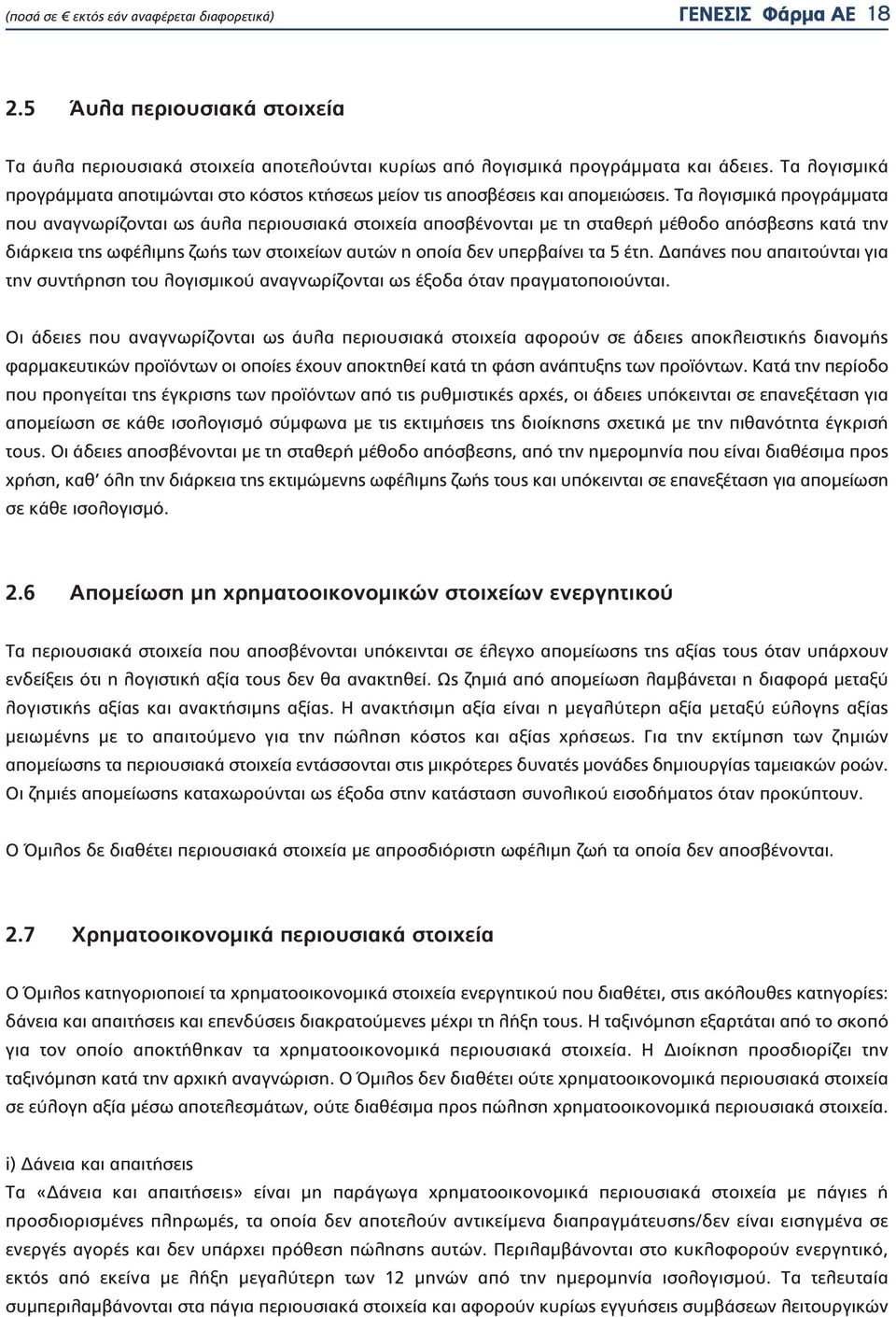 Τα λογισμικά προγράμματα που αναγνωρίζονται ως άυλα περιουσιακά στοιχεία αποσβένονται με τη σταθερή μέθοδο απόσβεσης κατά την διάρκεια της ωφέλιμης ζωής των στοιχείων αυτών η οποία δεν υπερβαίνει τα