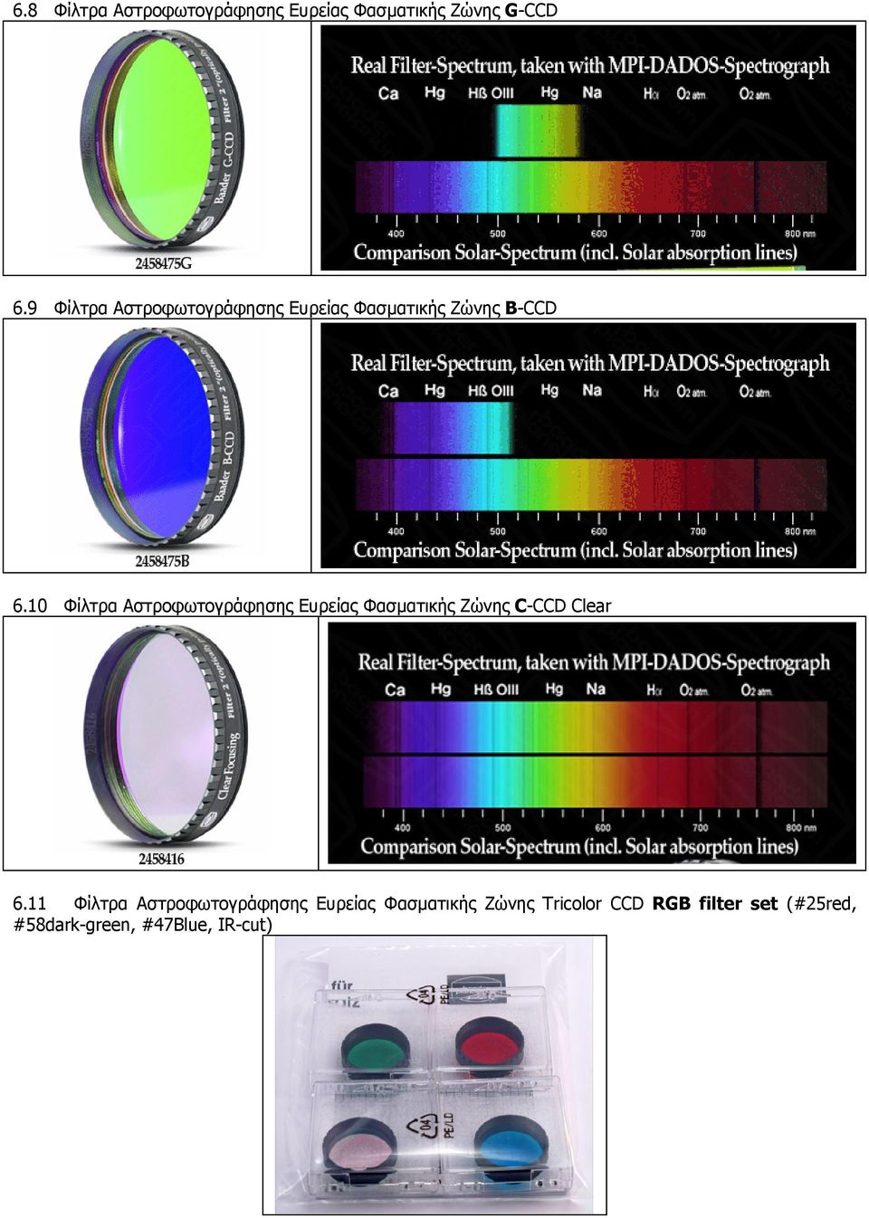 10 Φίλτρα Αστροφωτογράφησης Ευρείας Φασματικής Ζώνης C-CCD Clear 6.