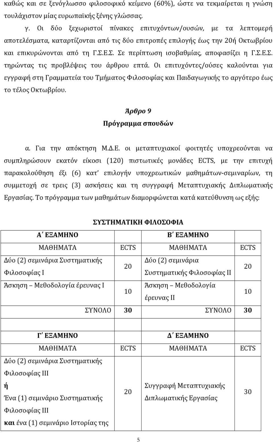 ώσσας. γ. Οι δύο ξεχωριστοί πίνακες επιτυχόντων/ουσών, με τα λεπτομερή αποτελέσματα, καταρτίζονται από τις δύο επιτροπές επιλογής έως την ή Οκτωβρίου και επικυρώνονται από τη Γ.Σ.