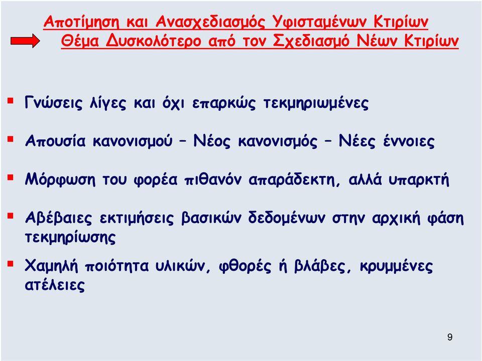 έννοιες Μόρφωση του φορέα πιθανόν απαράδεκτη, αλλά υπαρκτή Αβέβαιες εκτιµήσεις βασικών