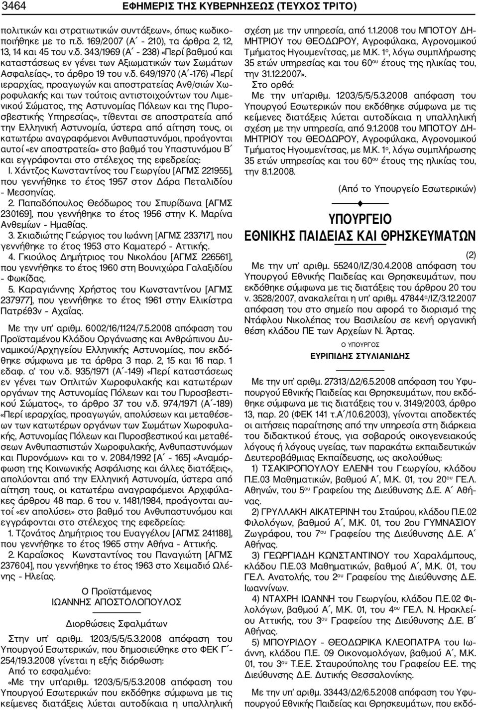 169/2007 (Α 210), τα άρθρα 2, 12, 13, 14 και 45 του ν.δ.