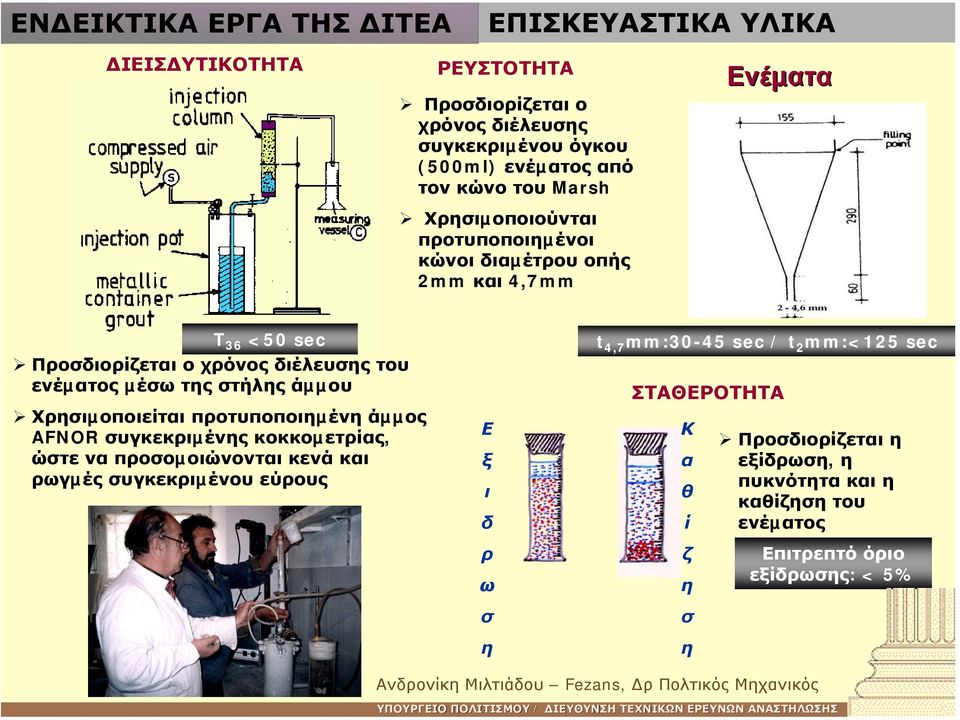 άµµου Χρησιµοποιείται προτυποποιηµένη άµµος AFNOR συγκεκριµένης κοκκοµετρίας, ώστε να προσοµοιώνονται κενά και ρωγµές συγκεκριµένου εύρους Ε ξ ι δ t 4,7