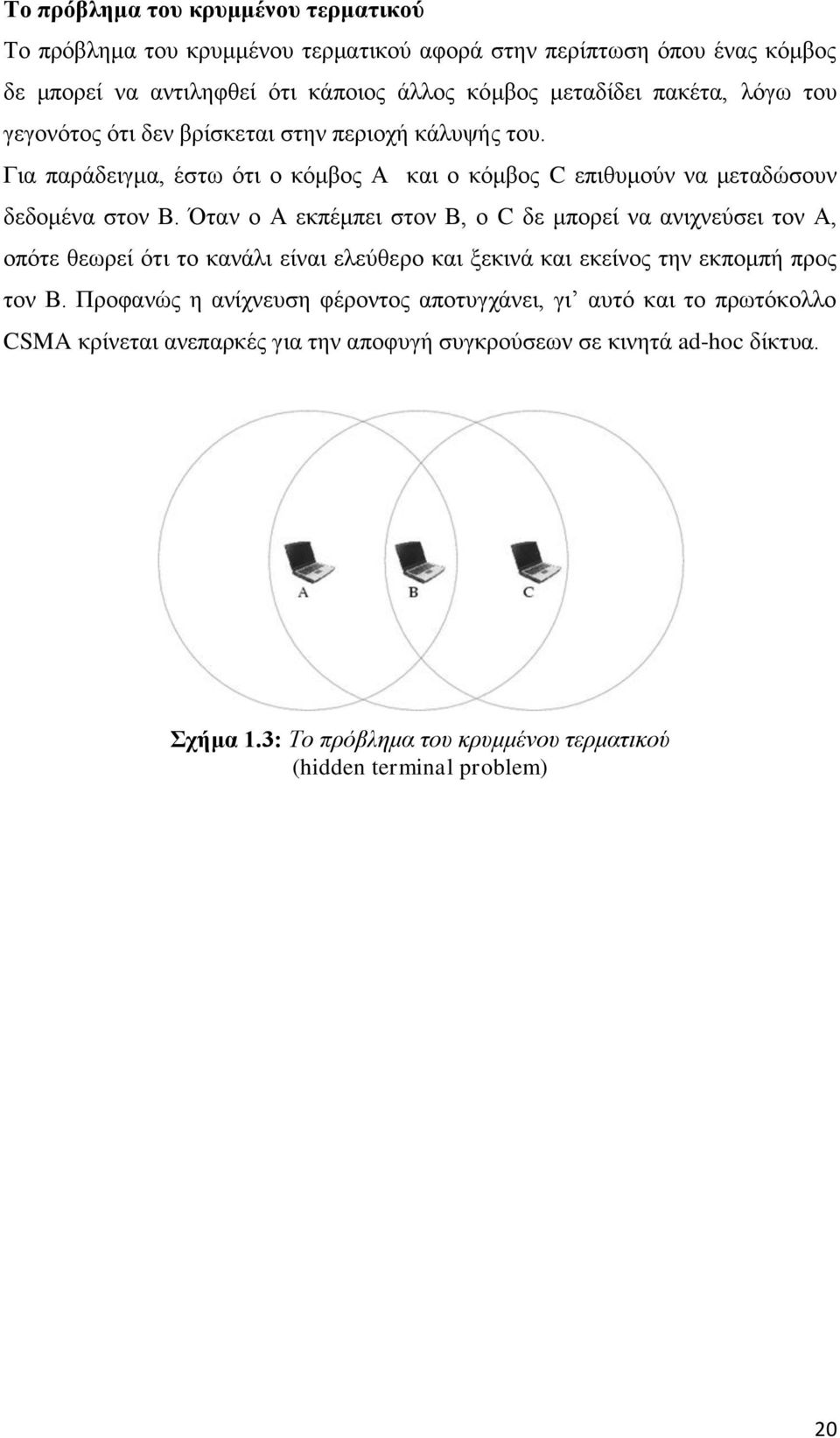 Όηαλ ν Α εθπέκπεη ζηνλ Β, ν C δε κπνξεί λα αληρλεχζεη ηνλ Α, νπφηε ζεσξεί φηη ην θαλάιη είλαη ειεχζεξν θαη μεθηλά θαη εθείλνο ηελ εθπνκπή πξνο ηνλ Β.