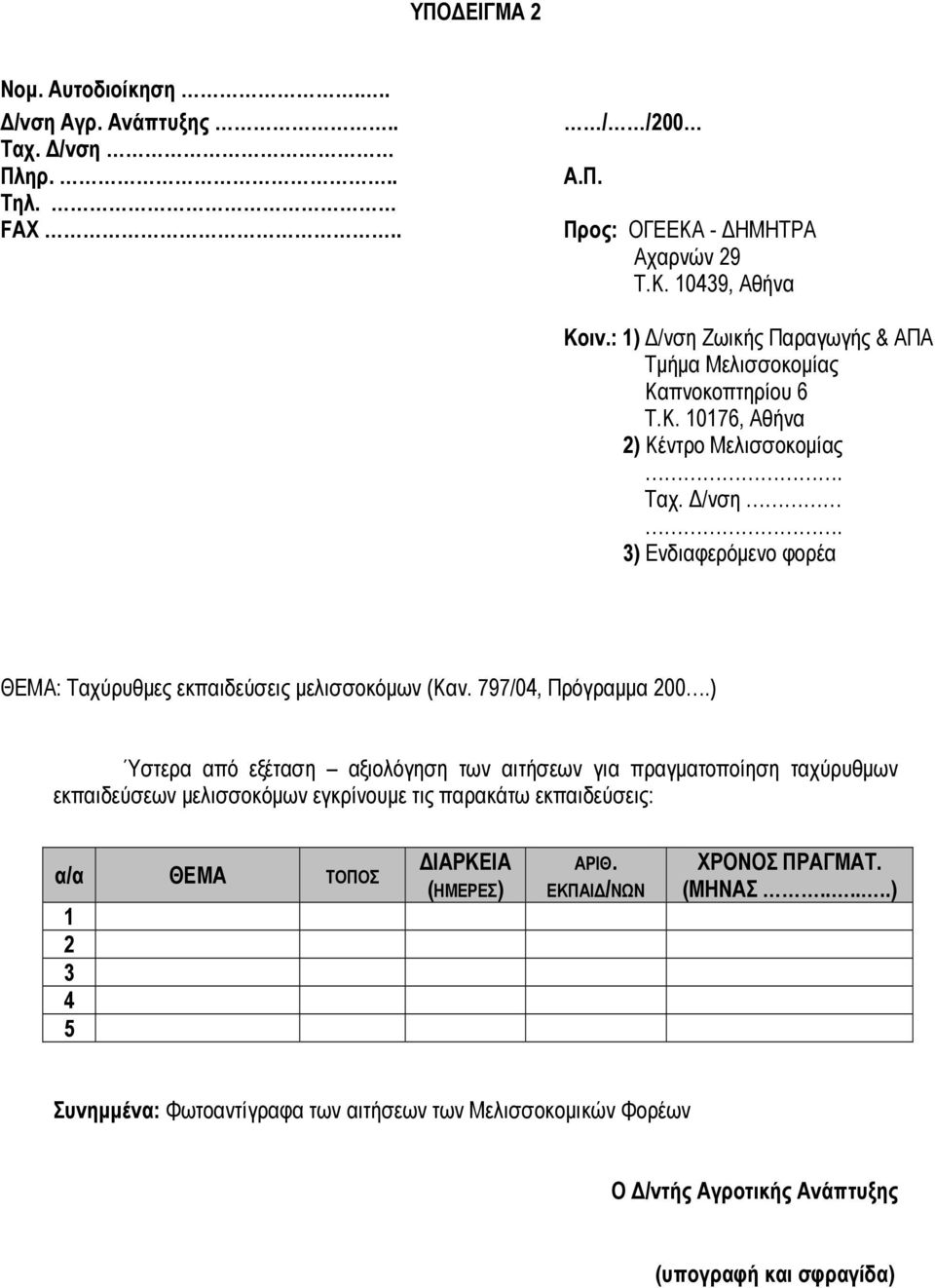 797/04, Πρόγραμμα 200.