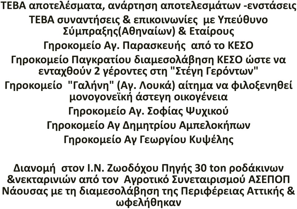 Λουκά) αίτημα να φιλοξενηθεί μονογονεϊκή άστεγη οικογένεια Γηροκομείο Αγ.