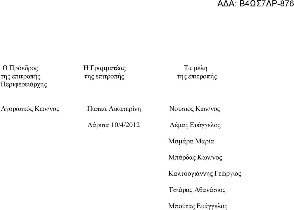 Νούσιος Κων/νος Λάρισα 10/4/2012 Λέμας Ευάγγελος Μαμάρα Μαρία