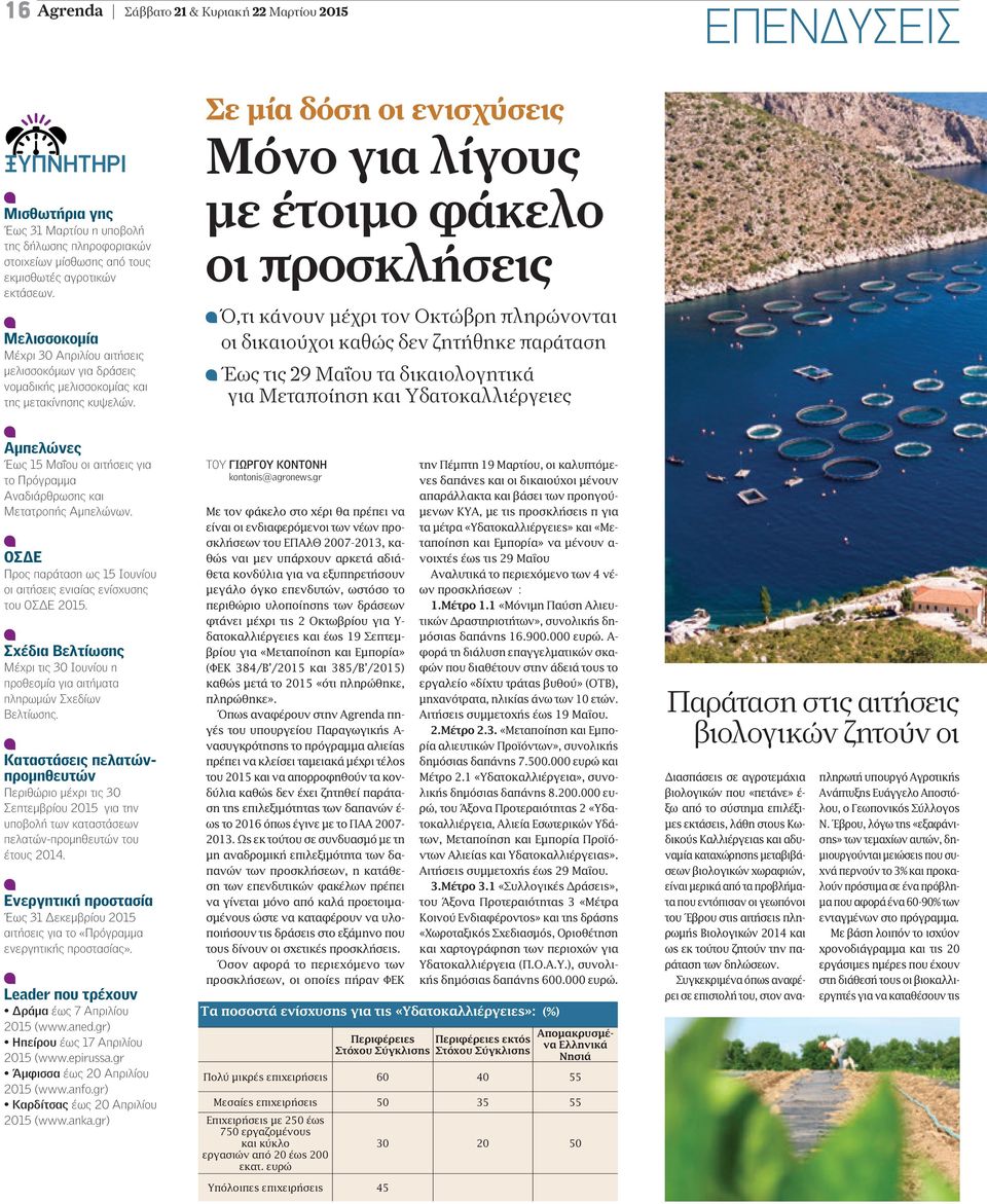 Σε μία δόση οι ενισχύσεις Μόνο για λίγους με έτοιμο φάκελο οι προσκλήσεις Ό,τι κάνουν μέχρι τον Οκτώβρη πληρώνονται οι δικαιούχοι καθώς δεν ζητήθηκε παράταση Έως τις 29 Μαΐου τα δικαιολογητικά για