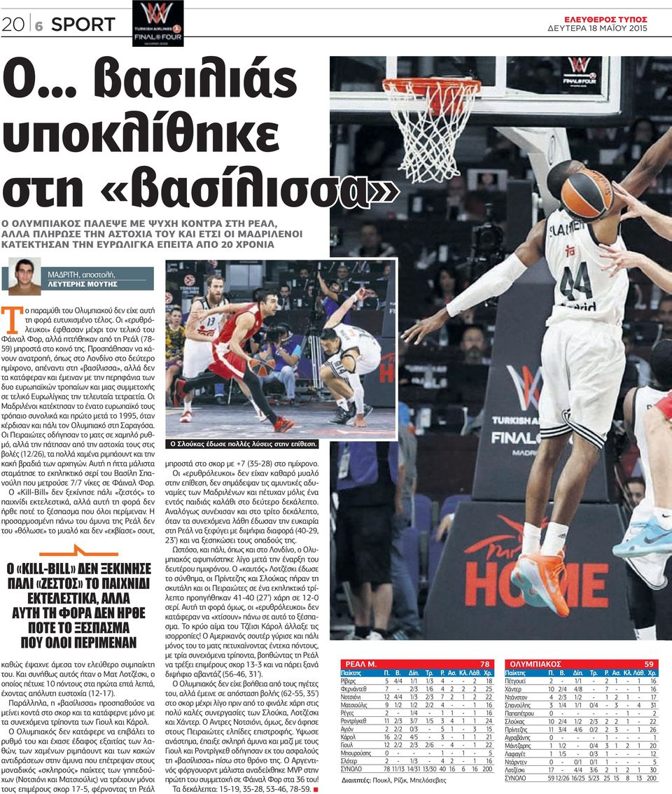 αποστολή, ΛΕΥΤΕΡΗΣ ΜΟΥΤΗΣ Το παραµύθι του Ολυµπιακού δεν είχε αυτή τη φορά ευτυχισµένο τέλος.