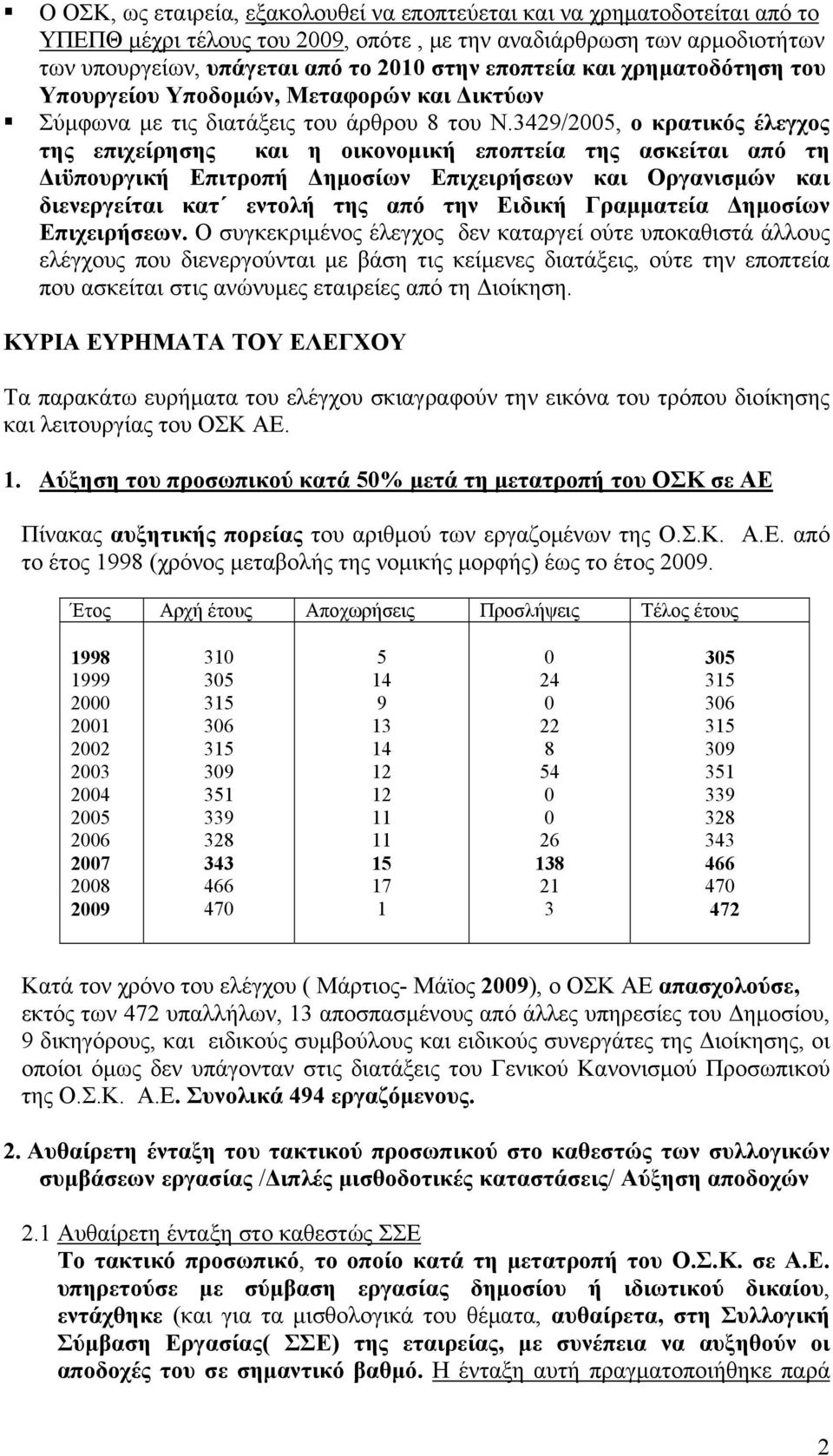 3429/2005, ο κρατικός έλεγχος της επιχείρησης και η οικονομική εποπτεία της ασκείται από τη Διϋπουργική Επιτροπή Δημοσίων Επιχειρήσεων και Οργανισμών και διενεργείται κατ εντολή της από την Ειδική