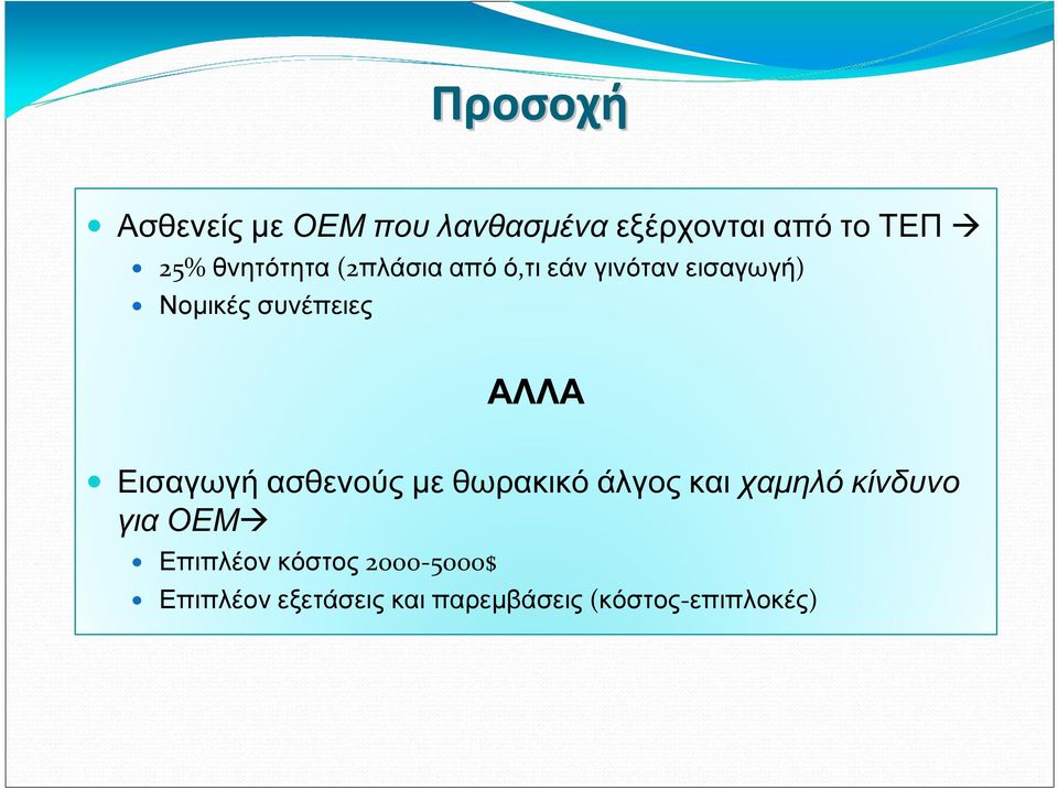 ΑΛΛΑ Εισαγωγή ασθενούς με θωρακικό άλγος και χαμηλό κίνδυνο για ΟΕΜ