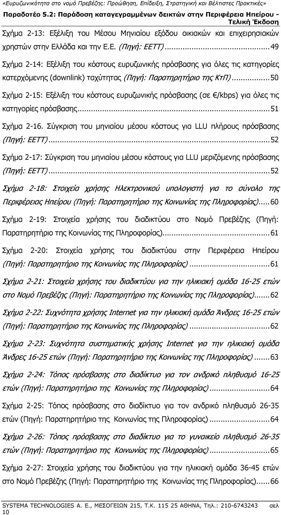 .. 50 Σχήμα 2-15: Εξέλιξη του κόστους ευρυζωνικής πρόσβασης (σε /kbps) για όλες τις κατηγορίες πρόσβασης... 51 Σχήμα 2-16. Σύγκριση του μηνιαίου μέσου κόστους για LLU πλήρους πρόσβασης (Πηγή: ΕΕΤΤ).