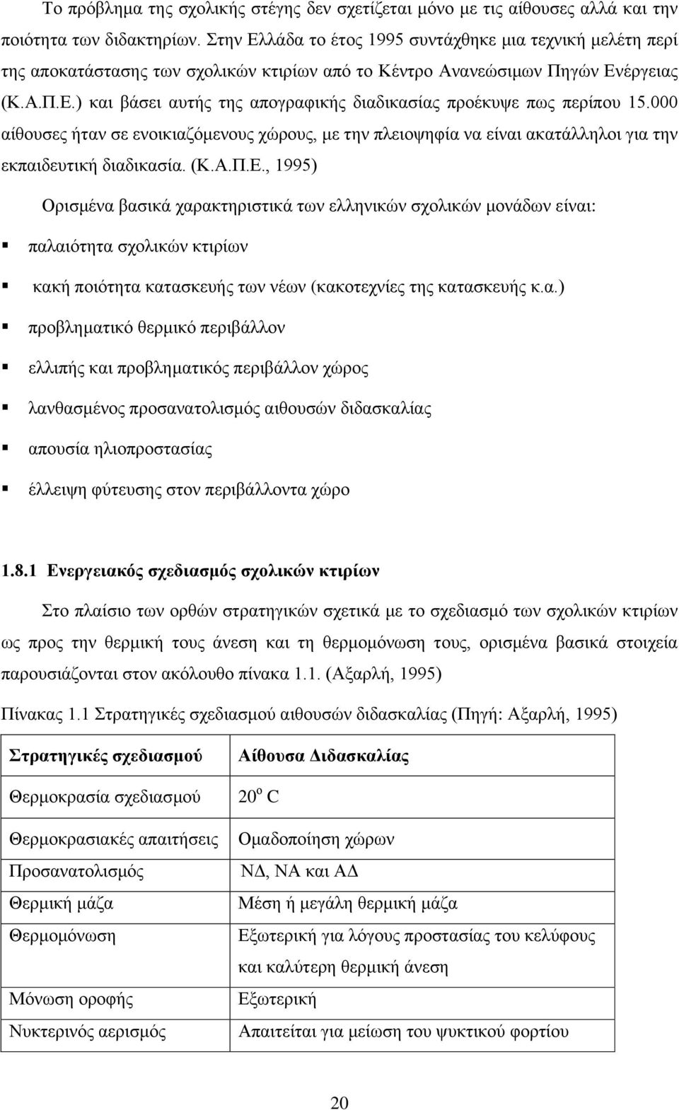 000 αίθουσες ήταν σε ενοικιαζόμενους χώρους, με την πλειοψηφία να είναι ακατάλληλοι για την εκπαιδευτική διαδικασία. (Κ.Α.Π.Ε.